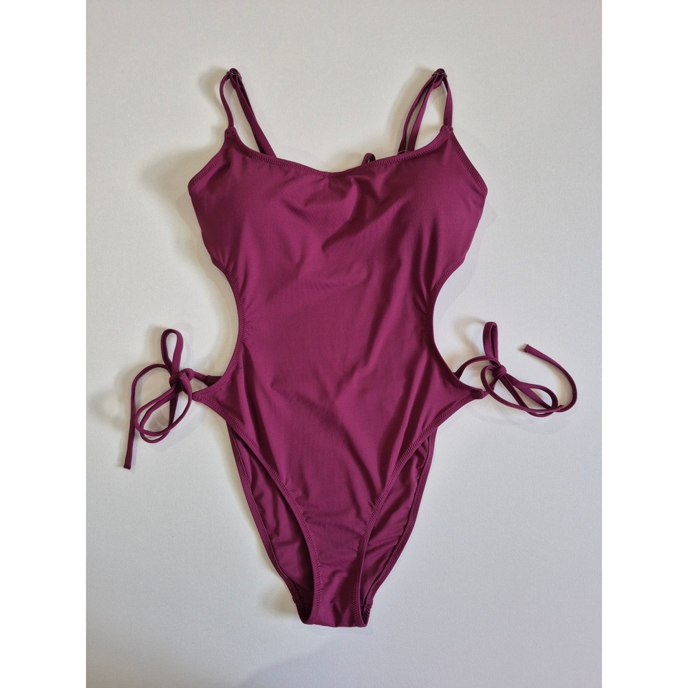 Dobreva Womens Cutout One Piece‎ Swimsuit Fuchsia Purple Side Tie New XS/0/2
